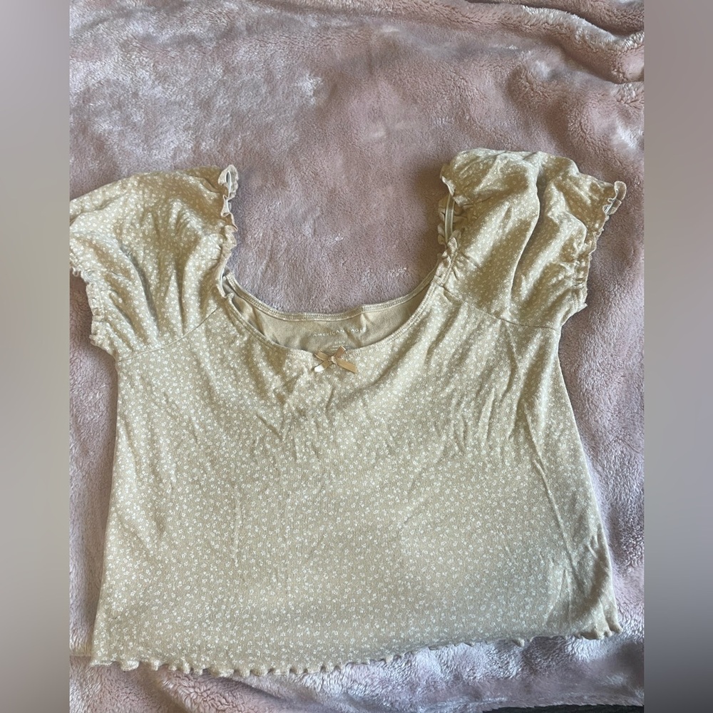 American eagle yellow floral crop top
